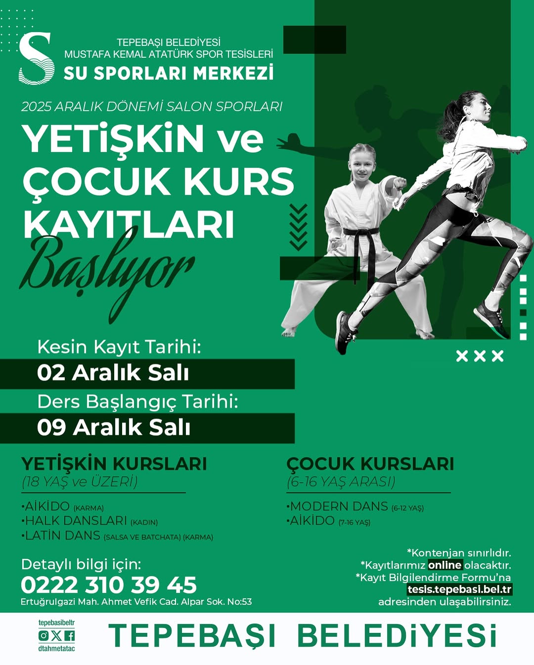 Tepebaşı Belediyesi: Salon Sporu Kursları için Aralık Dönemi Kayıtları Başlıyor