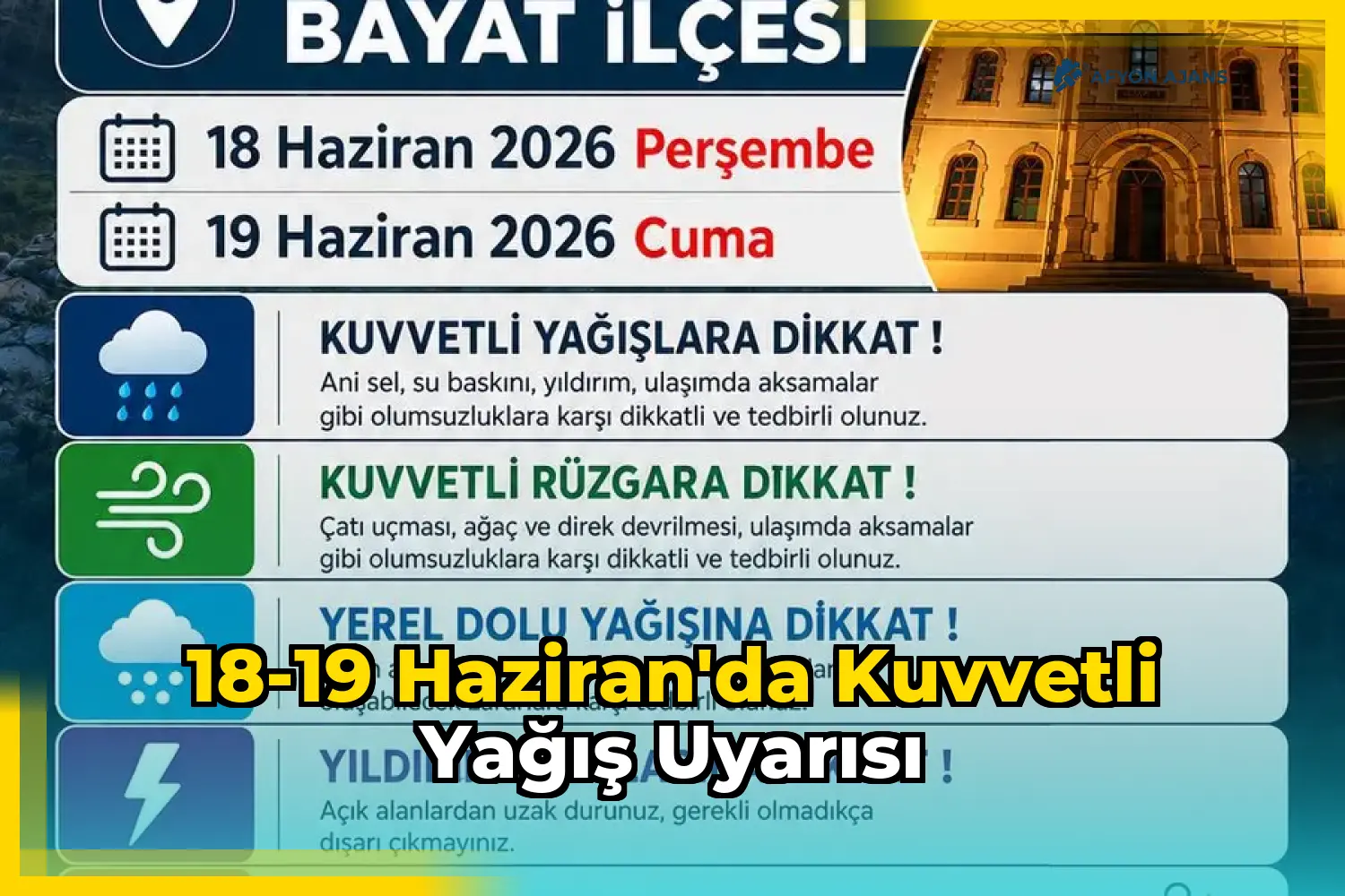 18-19 Haziran'da Kuvvetli Yağış Uyarısı