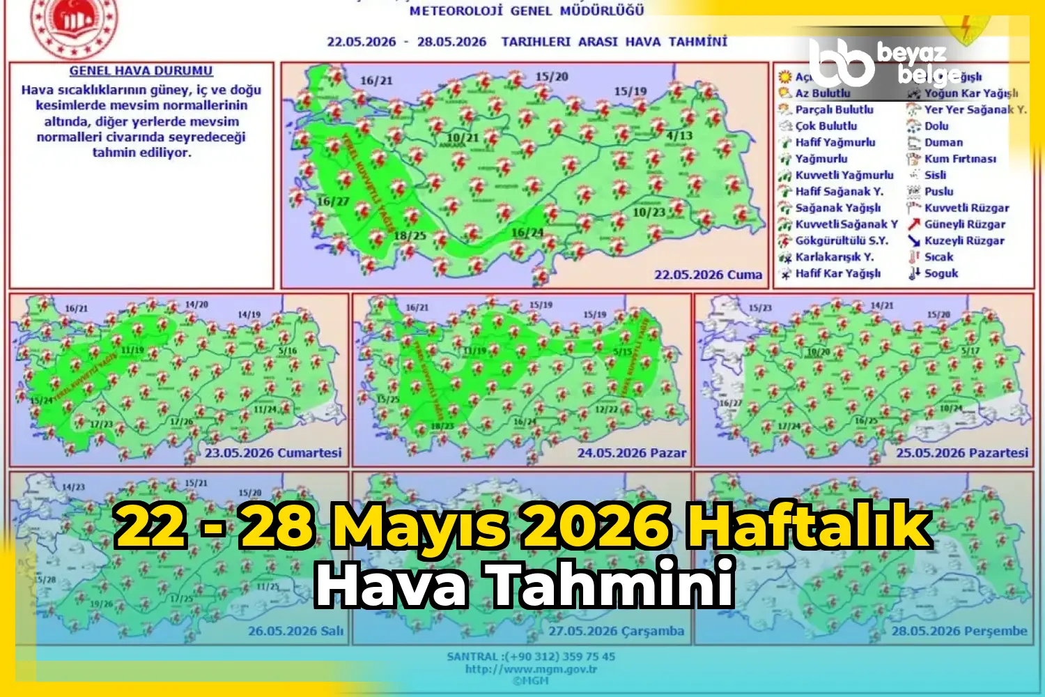 22 - 28 Mayıs 2026 Haftalık Hava Tahmini