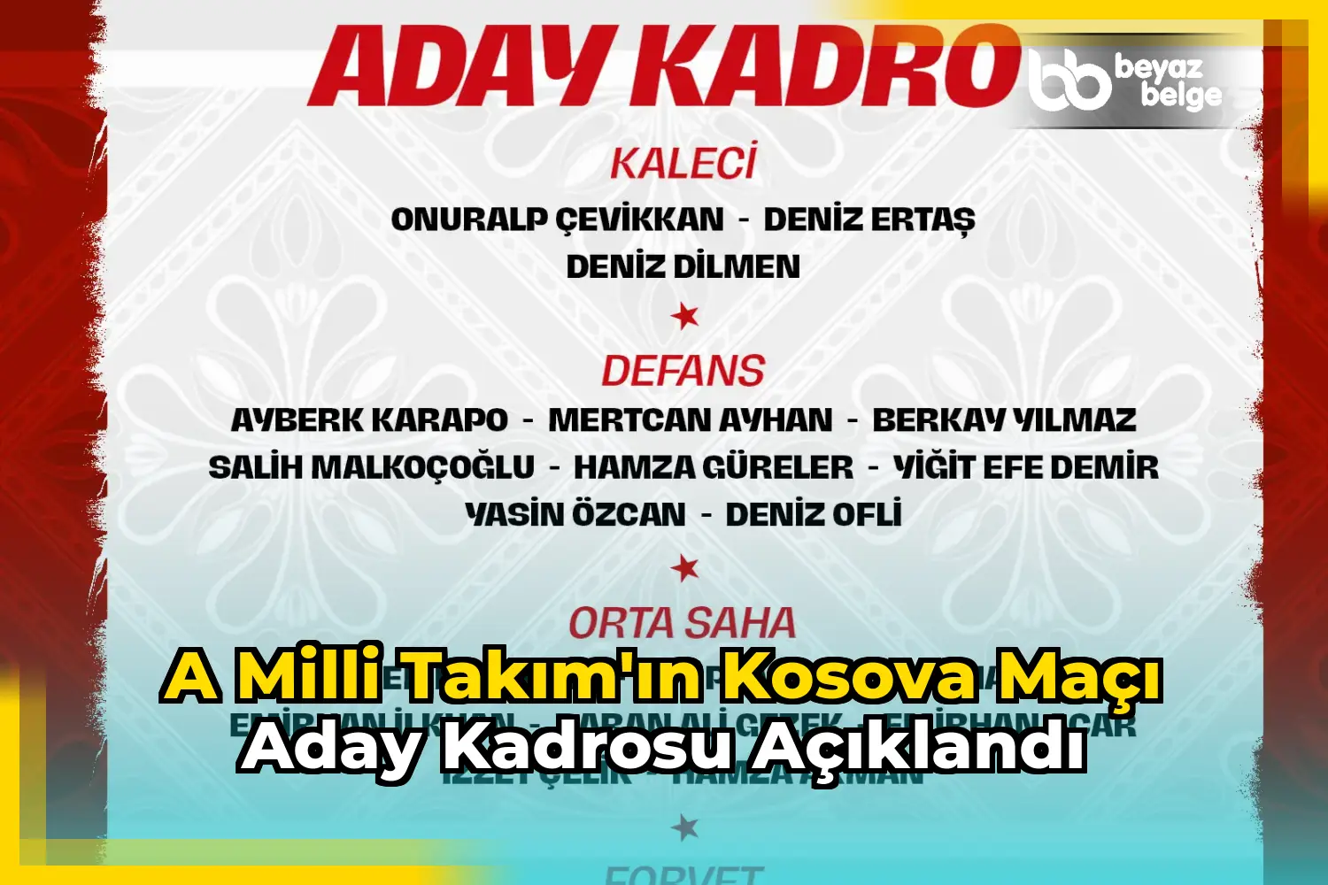 A Milli Takım'ın Kosova maçı aday kadrosu açıklandı