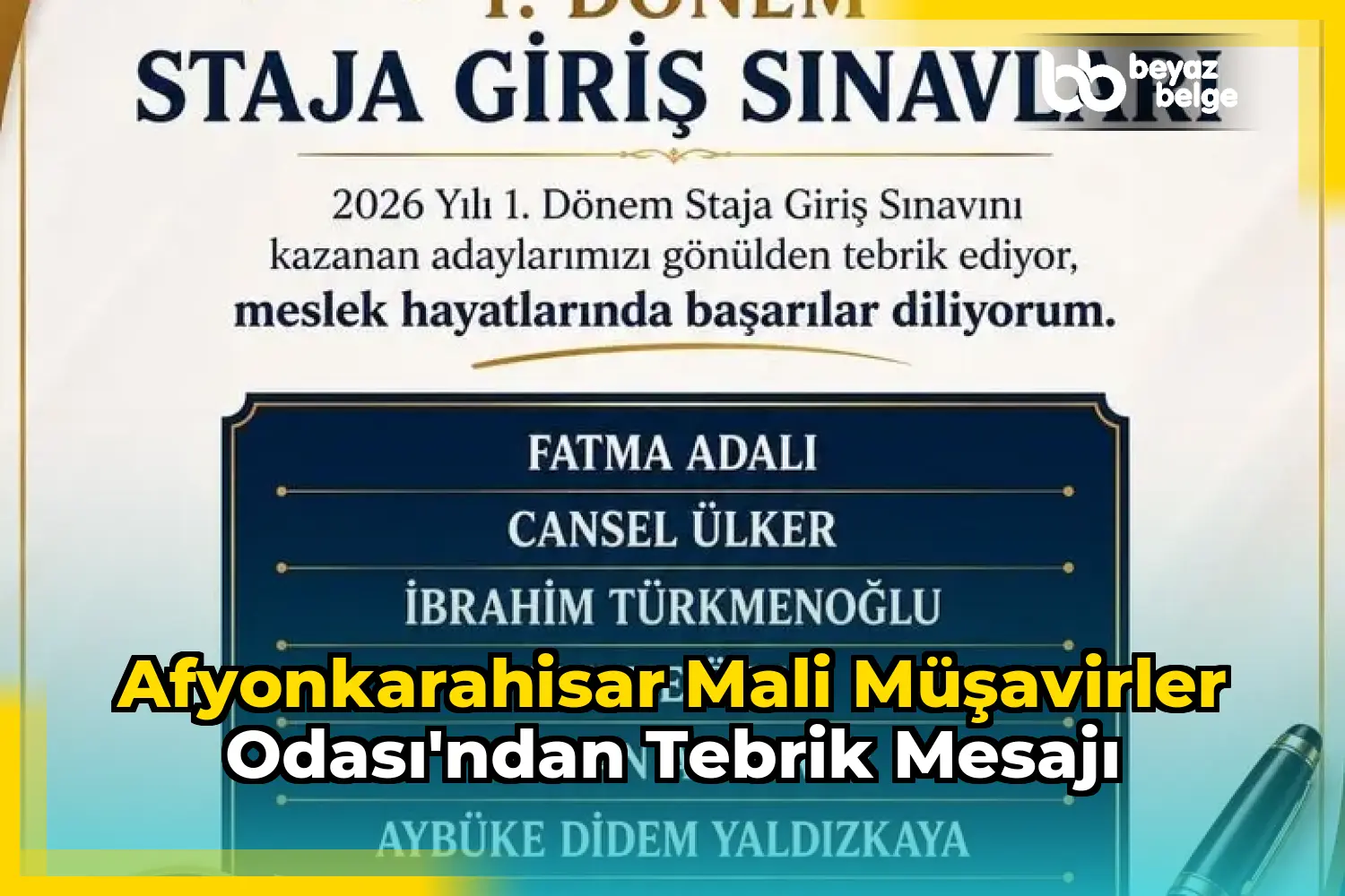 Afyonkarahisar Mali Müşavirler Odası'ndan Tebrik Mesajı