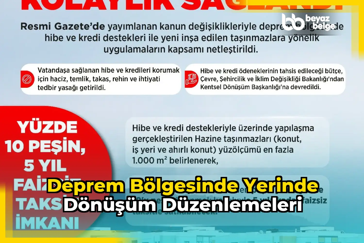 Deprem Bölgesinde Yerinde Dönüşüm Düzenlemeleri