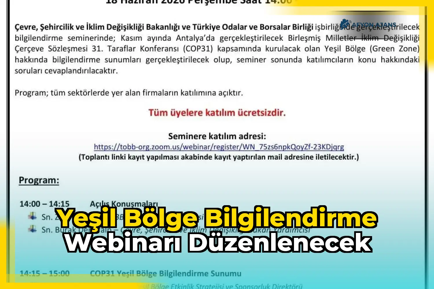 Yeşil Bölge Bilgilendirme Webinarı Düzenlenecek