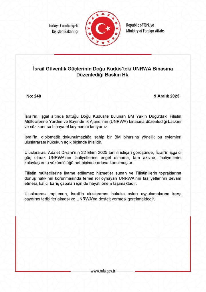 İsrail Güvenlik Güçlerinin Doğu Kudüs’teki UNRWA Binasına Düzenlediği Baskın Hk