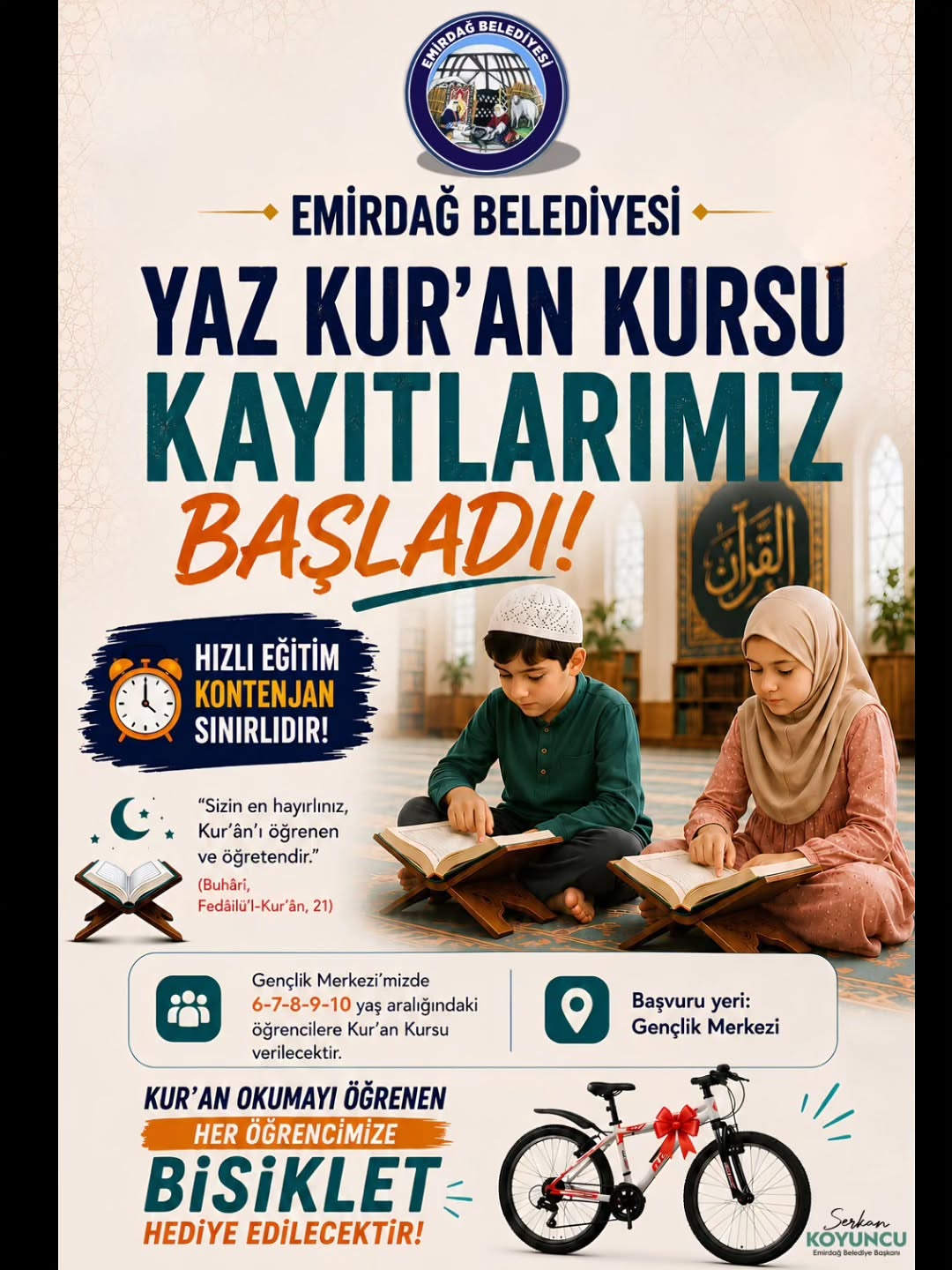 Yaz Kur'an Kursu 1 Temmuz'da Başlıyor