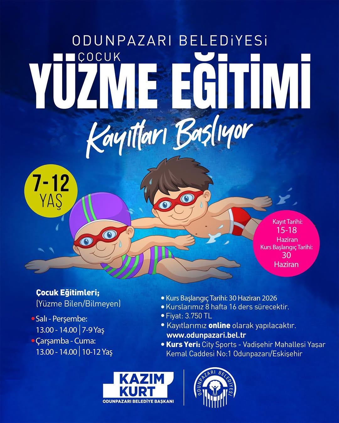Çocuk Yüzme Eğitimi Kayıtları Başlıyor