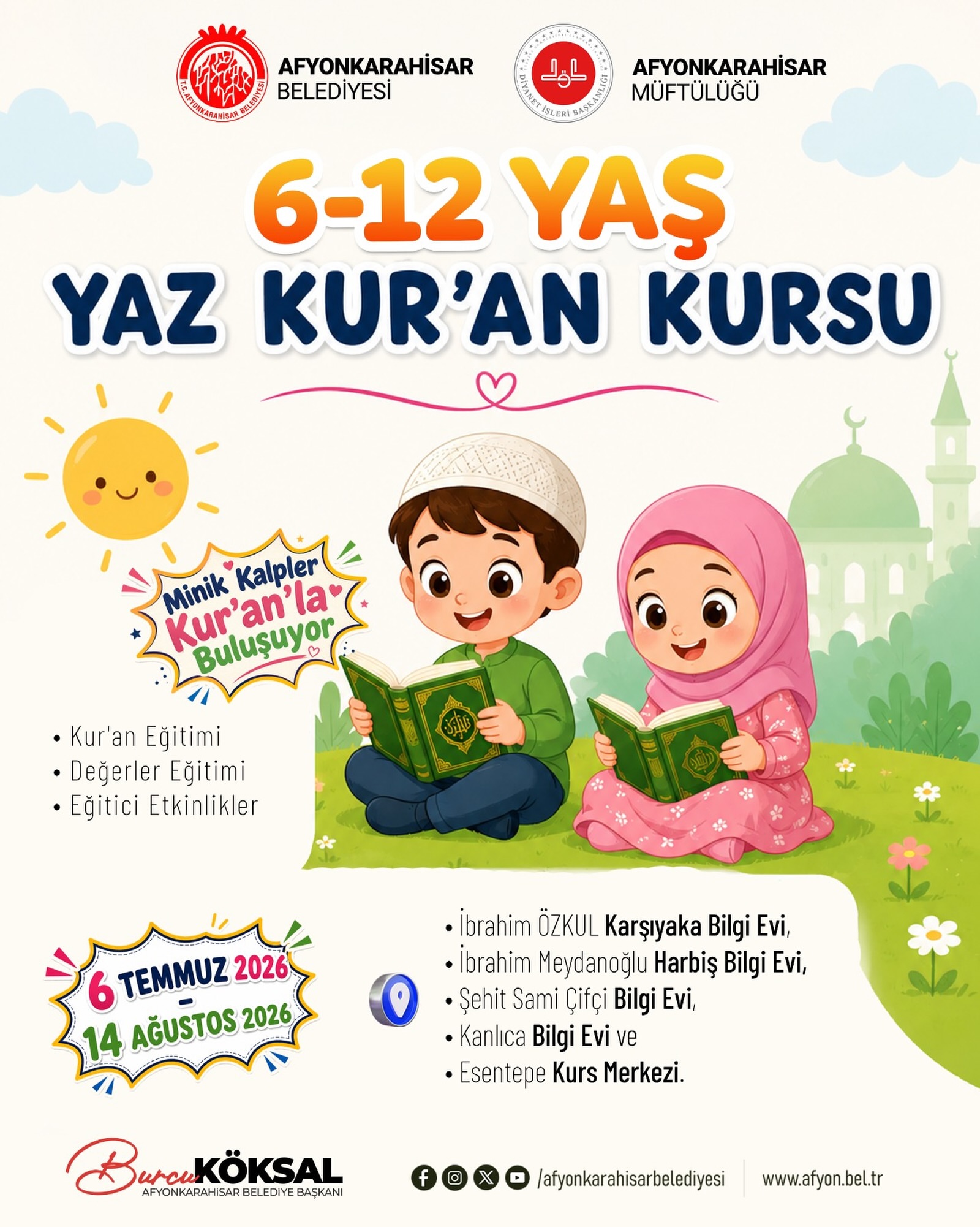 Yaz Kur'an Kursu 6-12 yaş arası çocuklara açılıyor