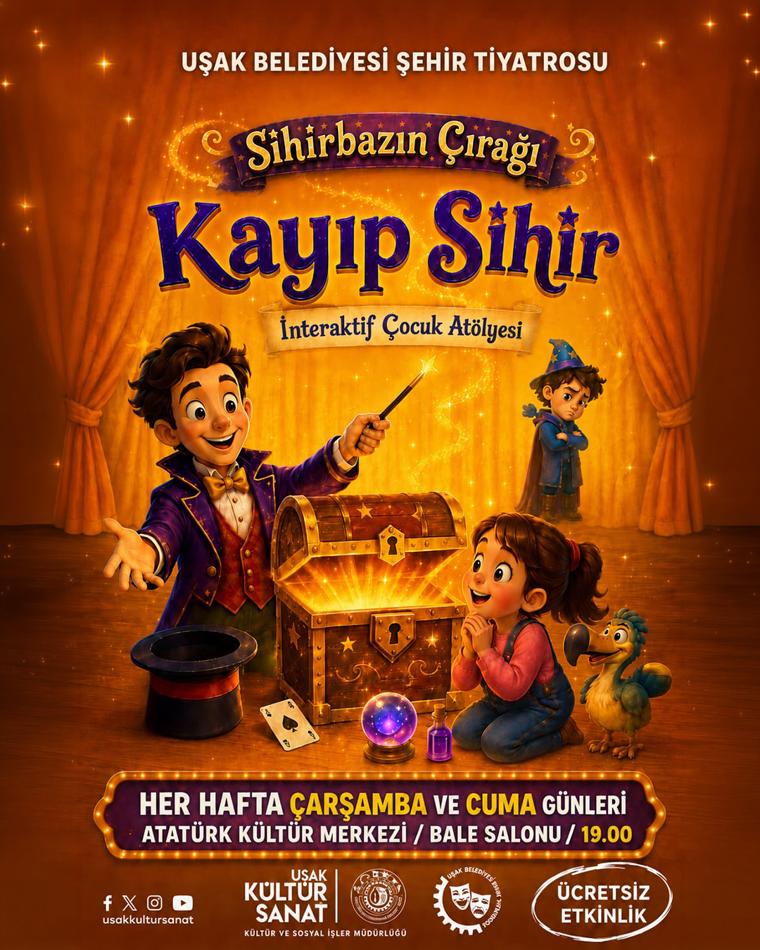 Uşak'ta Ücretsiz Çocuk Tiyatrosu Etkinliği