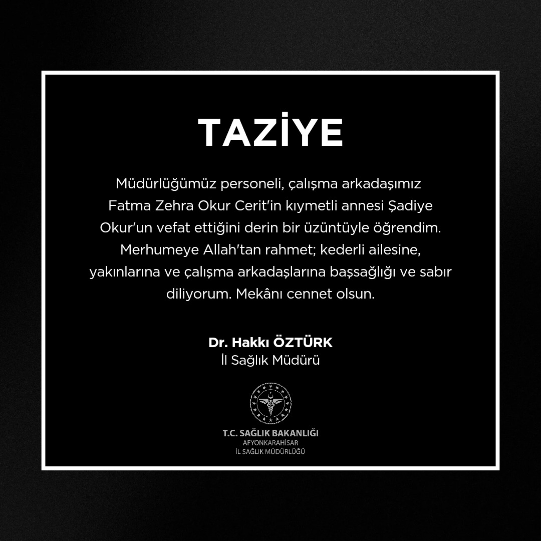 Sağlık Müdürü'nden Başsağlığı Mesajı