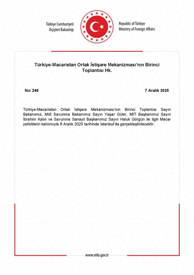 Türkiye-Macaristan İstişare Toplantısı