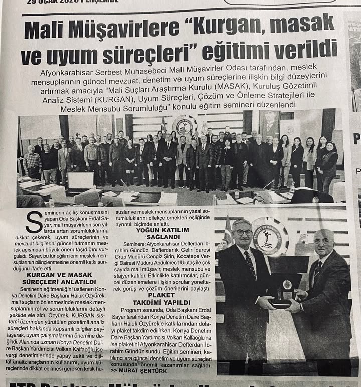 Afyonkarahisar Mali Müşavirler Odası'nın Eğitim ve Bilgilendirme Çalışmaları Hakkında Açıklama