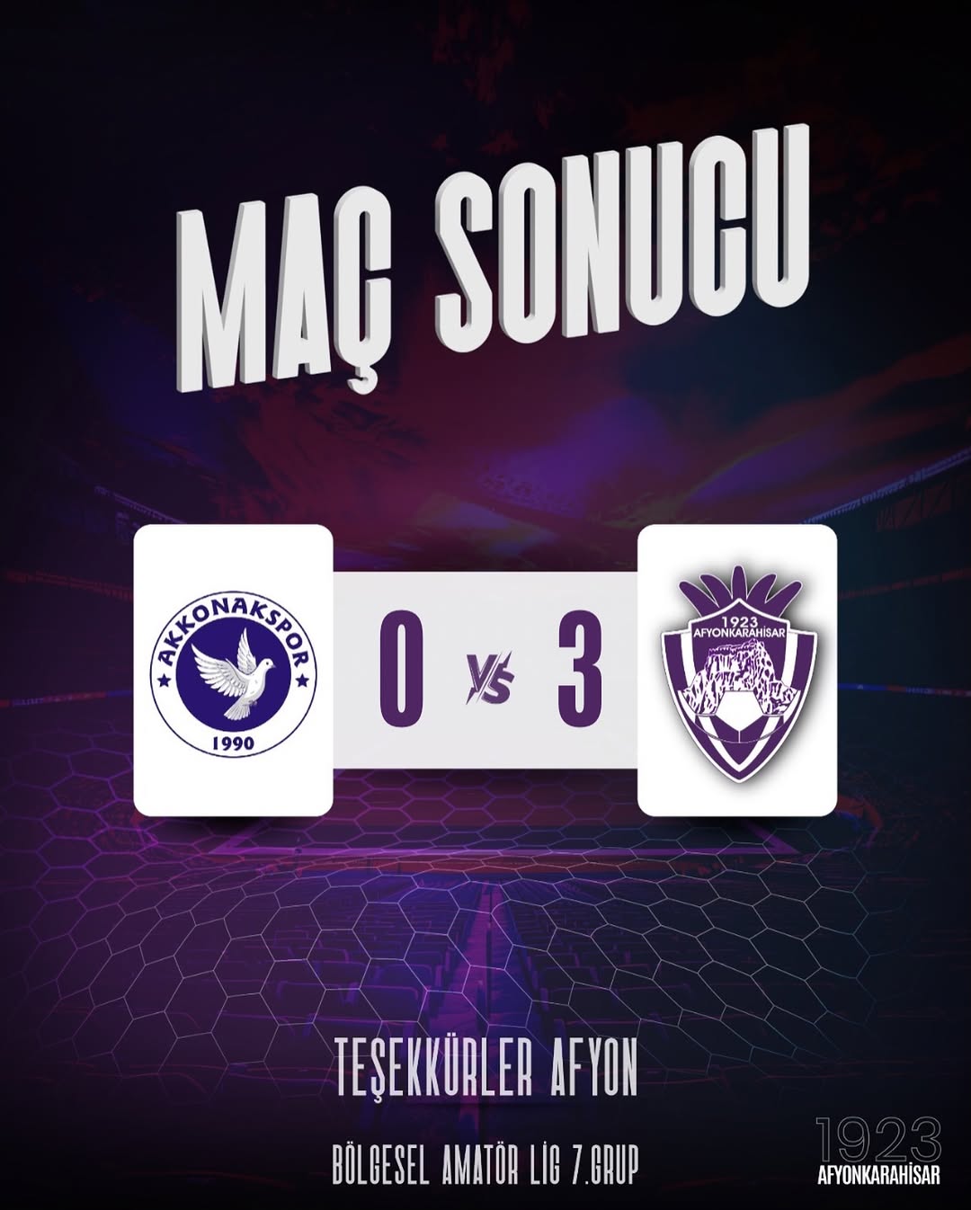 Afyonkarahisar Spor Kulübü Maç Sonucu Açıklaması