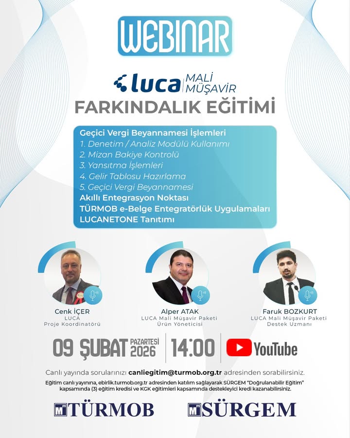 LUCA MALİ MÜŞAVİR FARKINDALIK EĞİTİMİ | WEBINAR