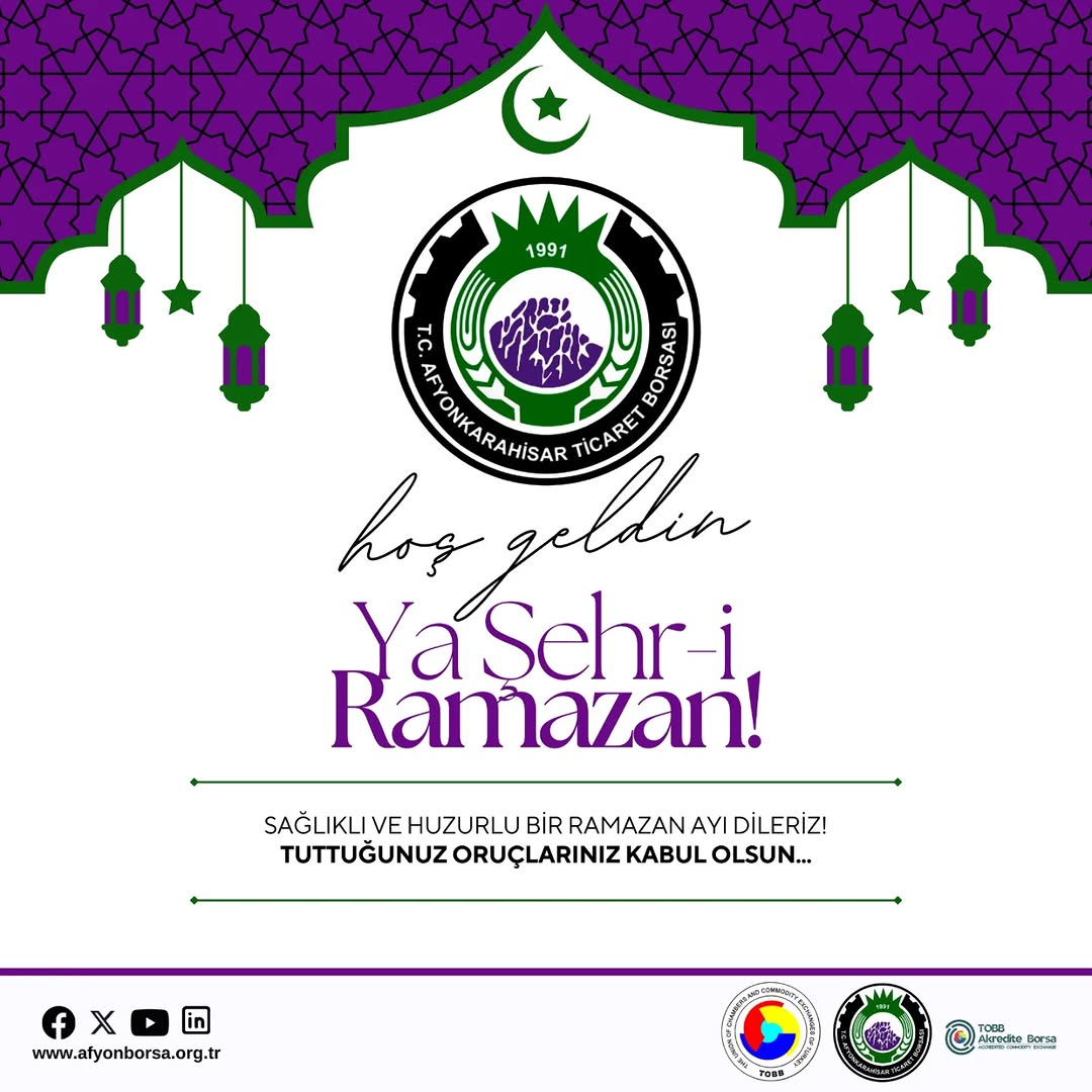 Ramazan-ı Şerifin Hanelerimize Sağlık, Mutluluk ve Huzur Getirmesini Diliyoruz