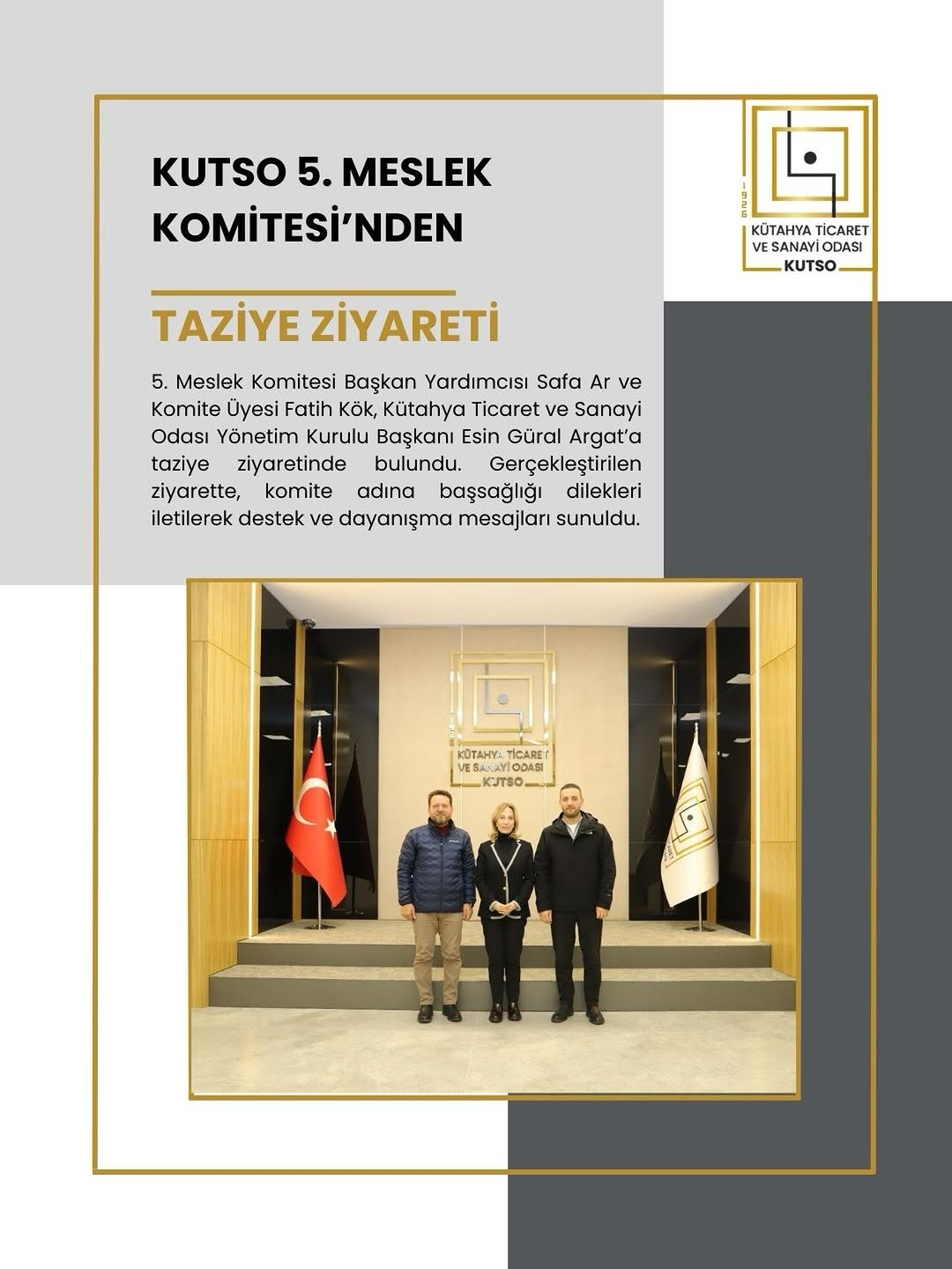 Kütahya Ticaret ve Sanayi Odası'ndan Taziye Ziyareti