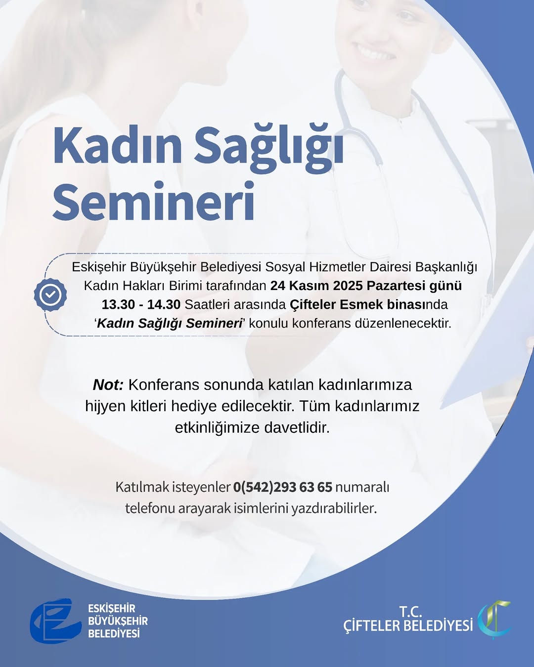 Çifteler ESMEK Hizmet Binasında Kadın Sağlığı Semineri Düzenlenecek