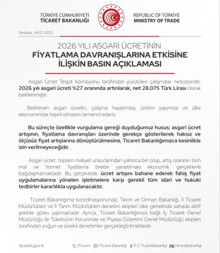 2026 Asgari Ücret Açıklaması