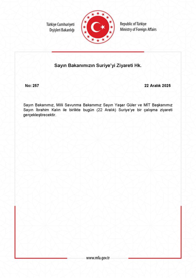 Bakanın Suriye Ziyareti Açıklandı