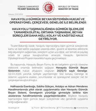 Havayolu Gümrük Sistemi Değişiyor