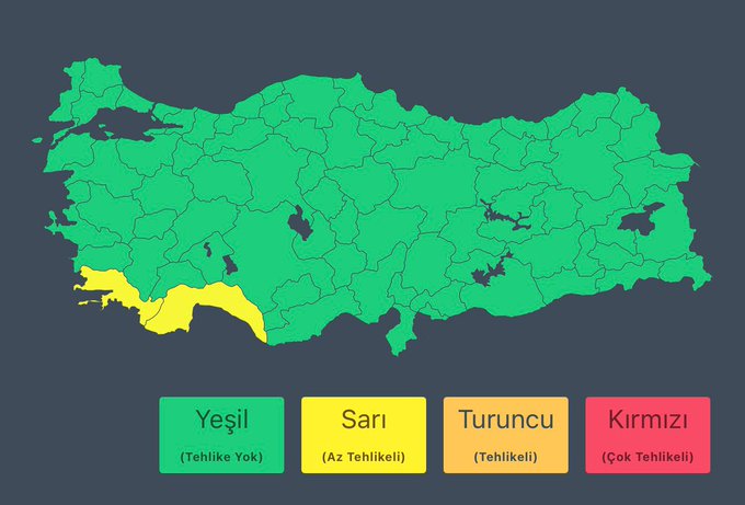 Muğla ve Antalya'da Kuvvetli Yağış Uyarısı