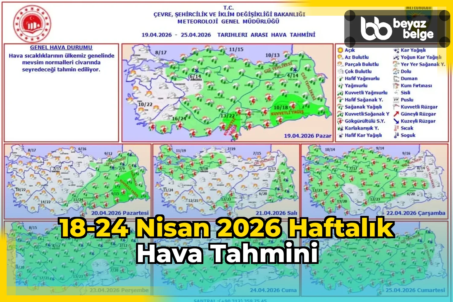 18-24 Nisan 2026 Haftalık Hava Tahmini