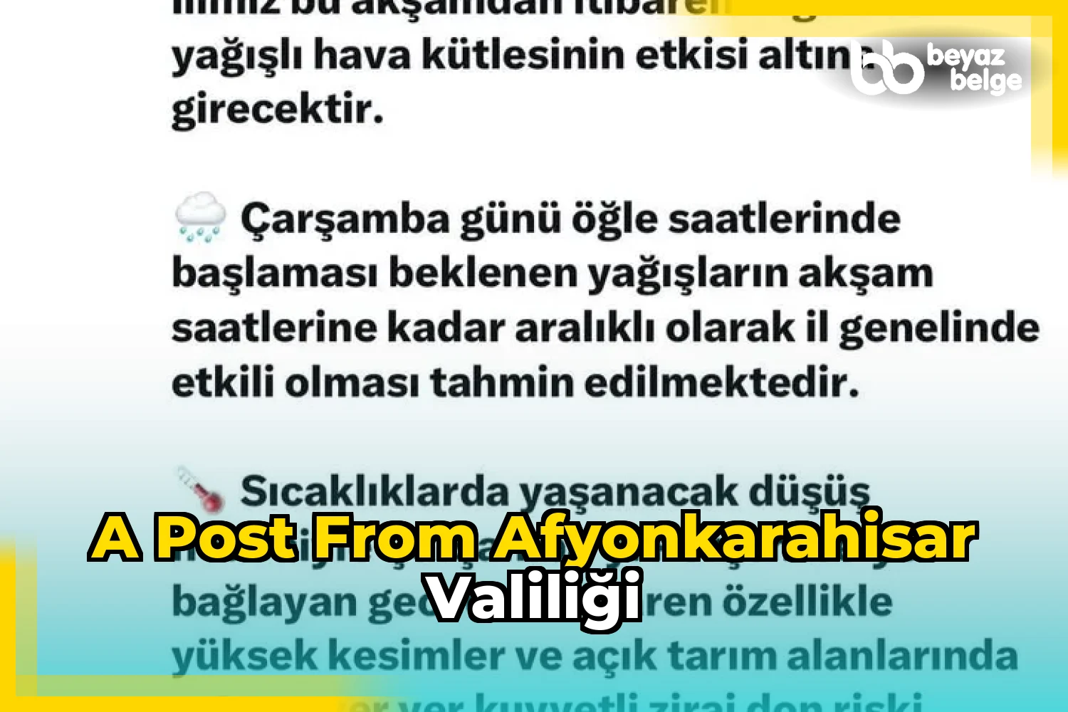 A post from Afyonkarahisar Valiliği
