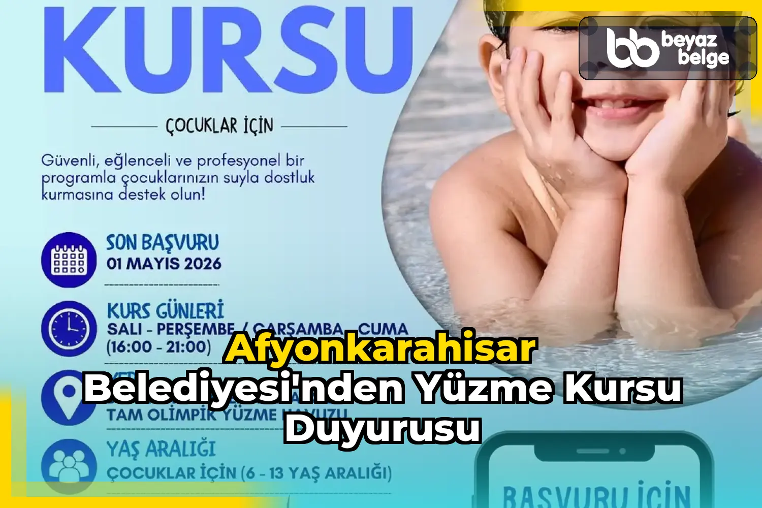Afyonkarahisar Belediyesi'nden Yüzme Kursu Duyurusu