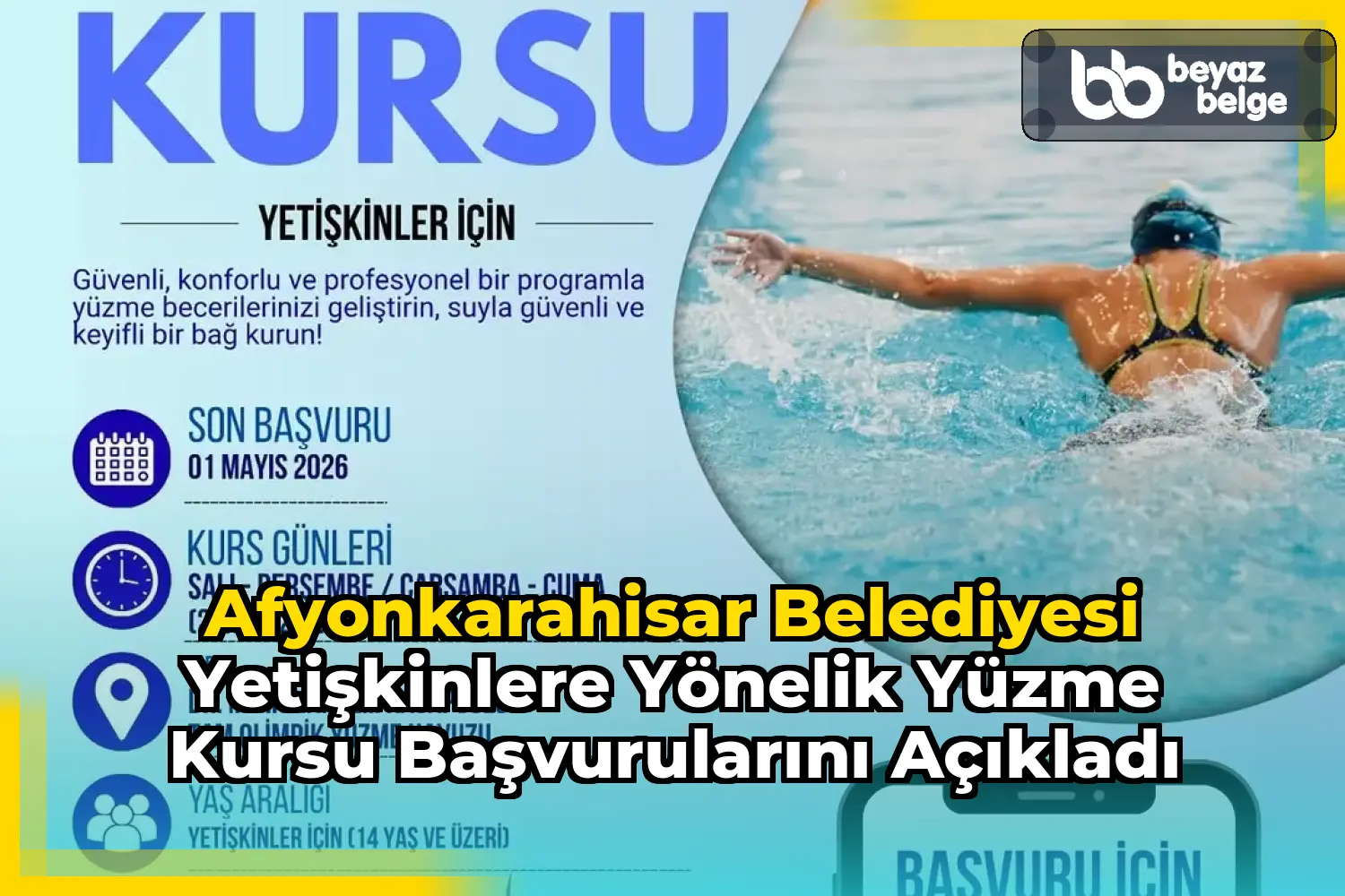Afyonkarahisar Belediyesi Yetişkinlere Yönelik Yüzme Kursu Başvurularını Açıkladı