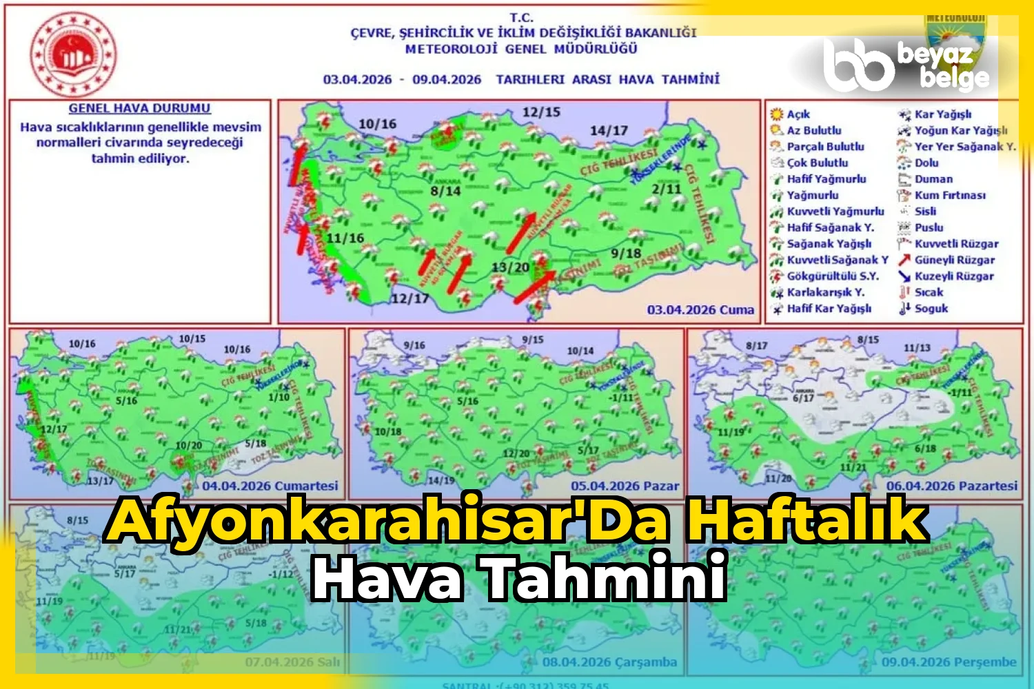 Afyonkarahisar'da Haftalık Hava Tahmini