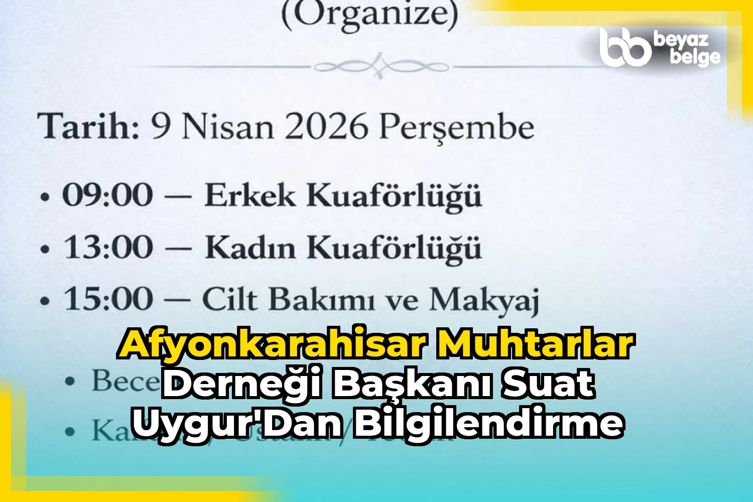 Afyonkarahisar Muhtarlar Derneği Başkanı Suat Uygur'dan Bilgilendirme