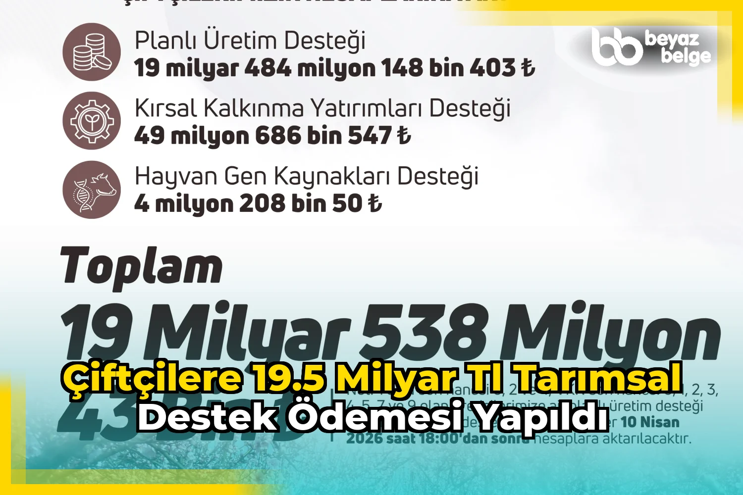 Çiftçilere 19.5 milyar TL tarımsal destek ödemesi yapıldı