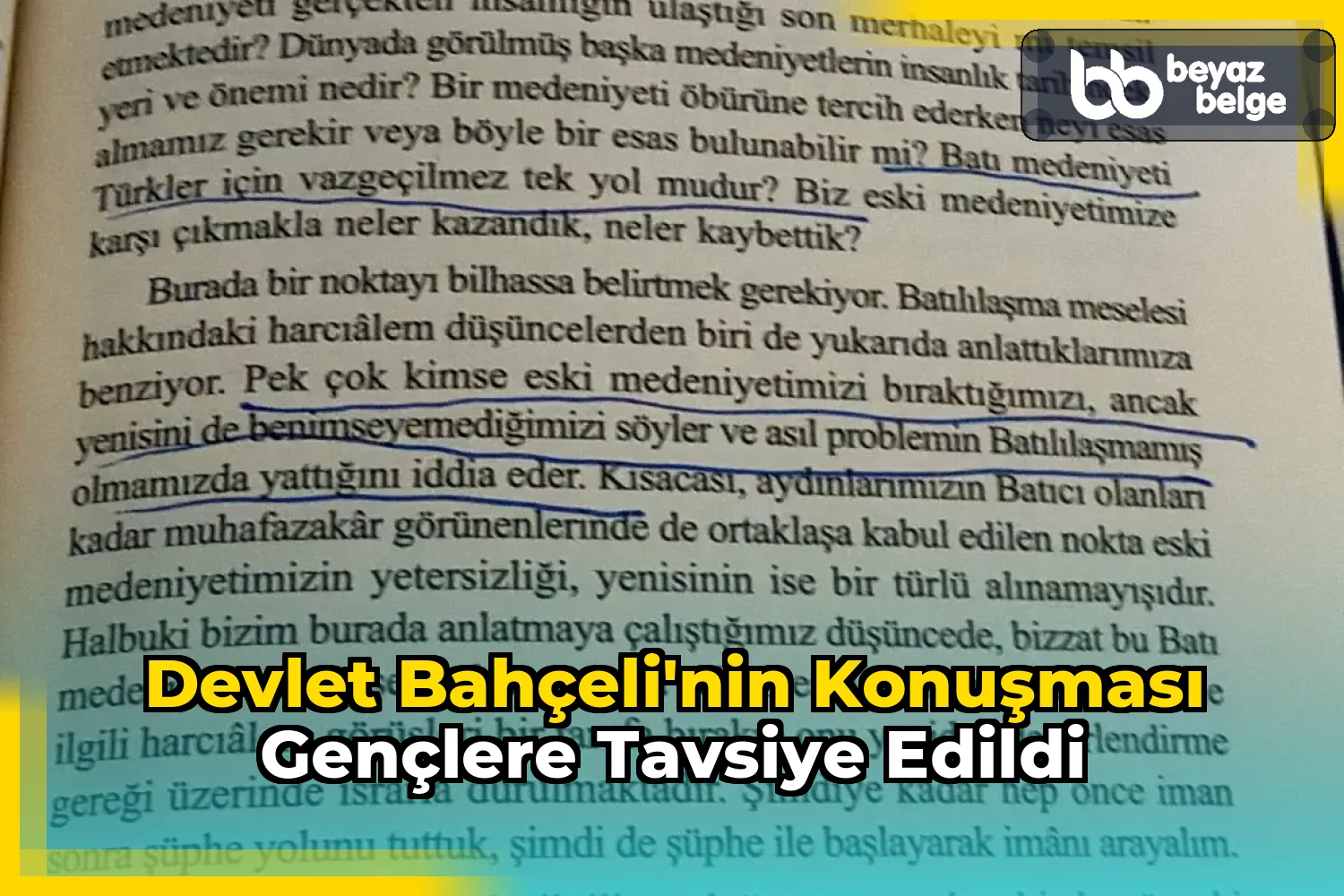 Devlet Bahçeli'nin Konuşması Gençlere Tavsiye Edildi