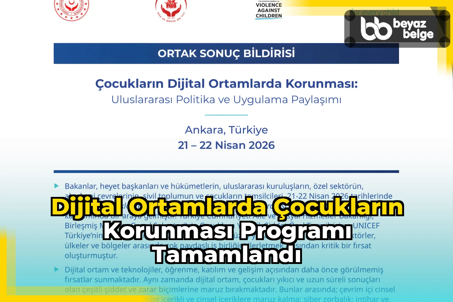 Dijital Ortamlarda Çocukların Korunması Programı Tamamlandı