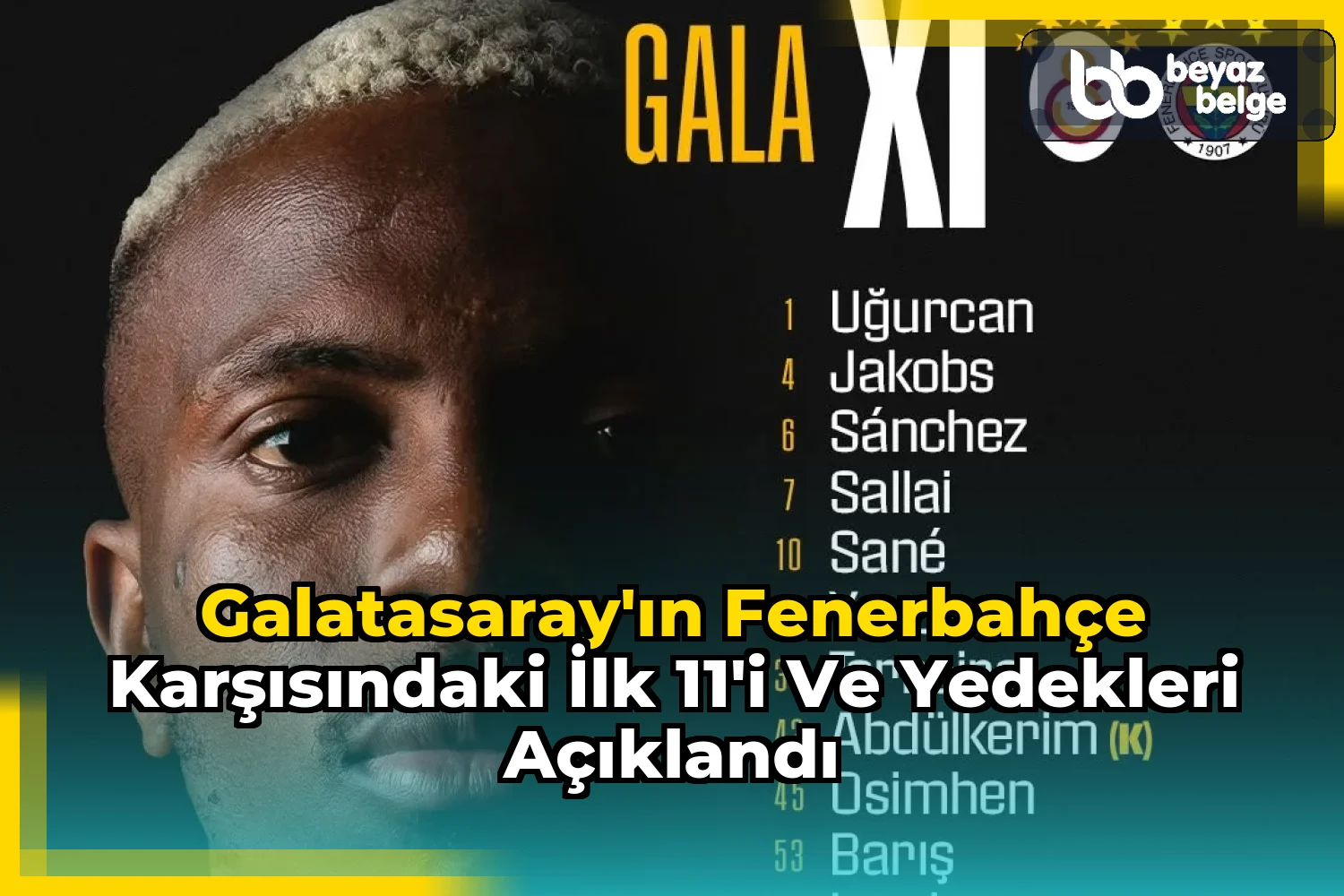 Galatasaray'ın Fenerbahçe Karşısındaki İlk 11'i ve Yedekleri Açıklandı