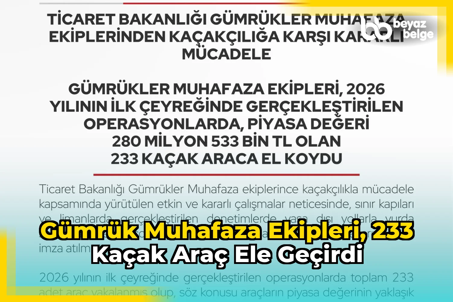 Gümrük Muhafaza Ekipleri, 233 Kaçak Araç Ele Geçirdi