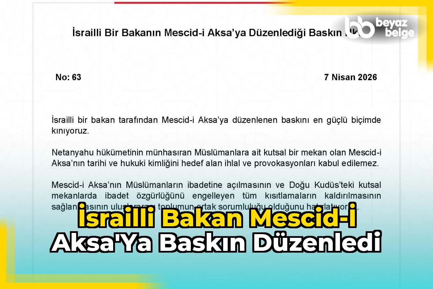 İsrailli Bakan Mescid-i Aksa'ya Baskın Düzenledi