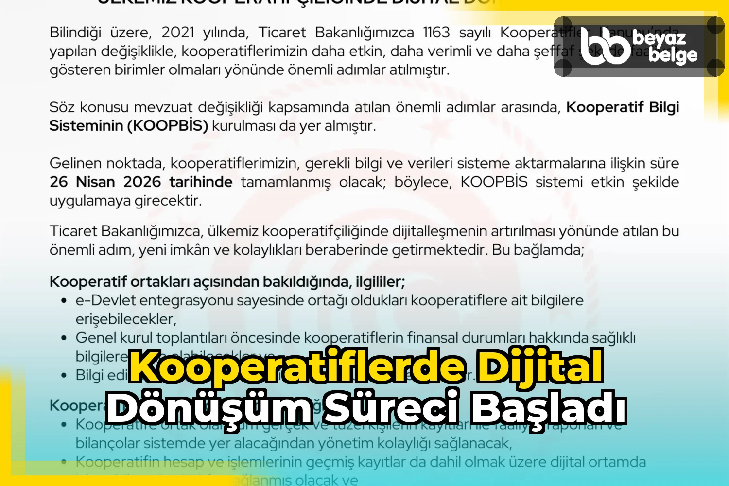 Kooperatiflerde dijital dönüşüm süreci başladı
