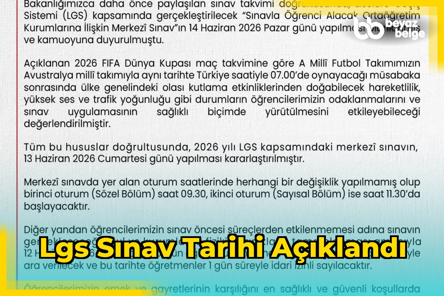 LGS Sınav Tarihi Açıklandı