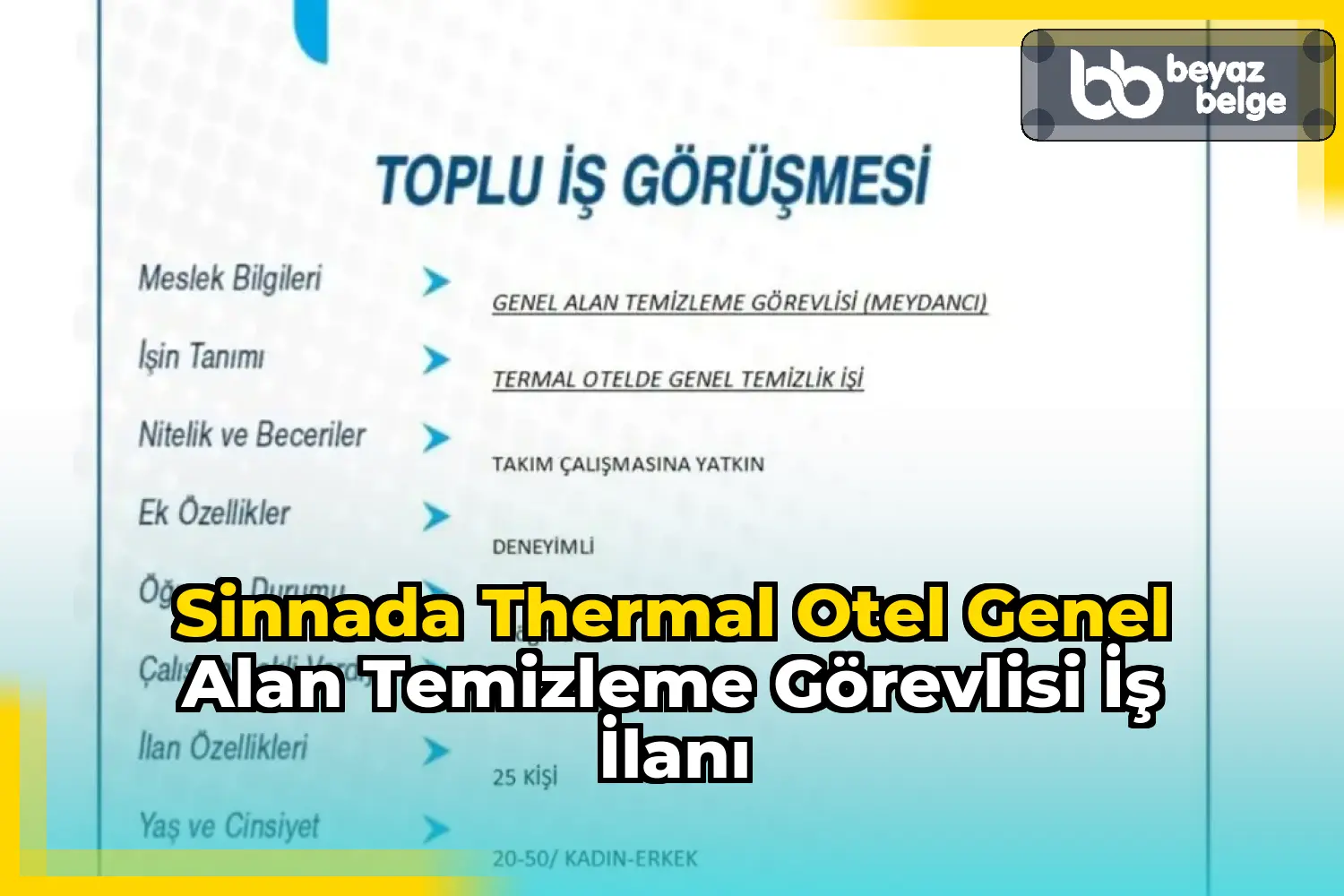 Sinnada Thermal Otel Genel Alan Temizleme Görevlisi İş İlanı