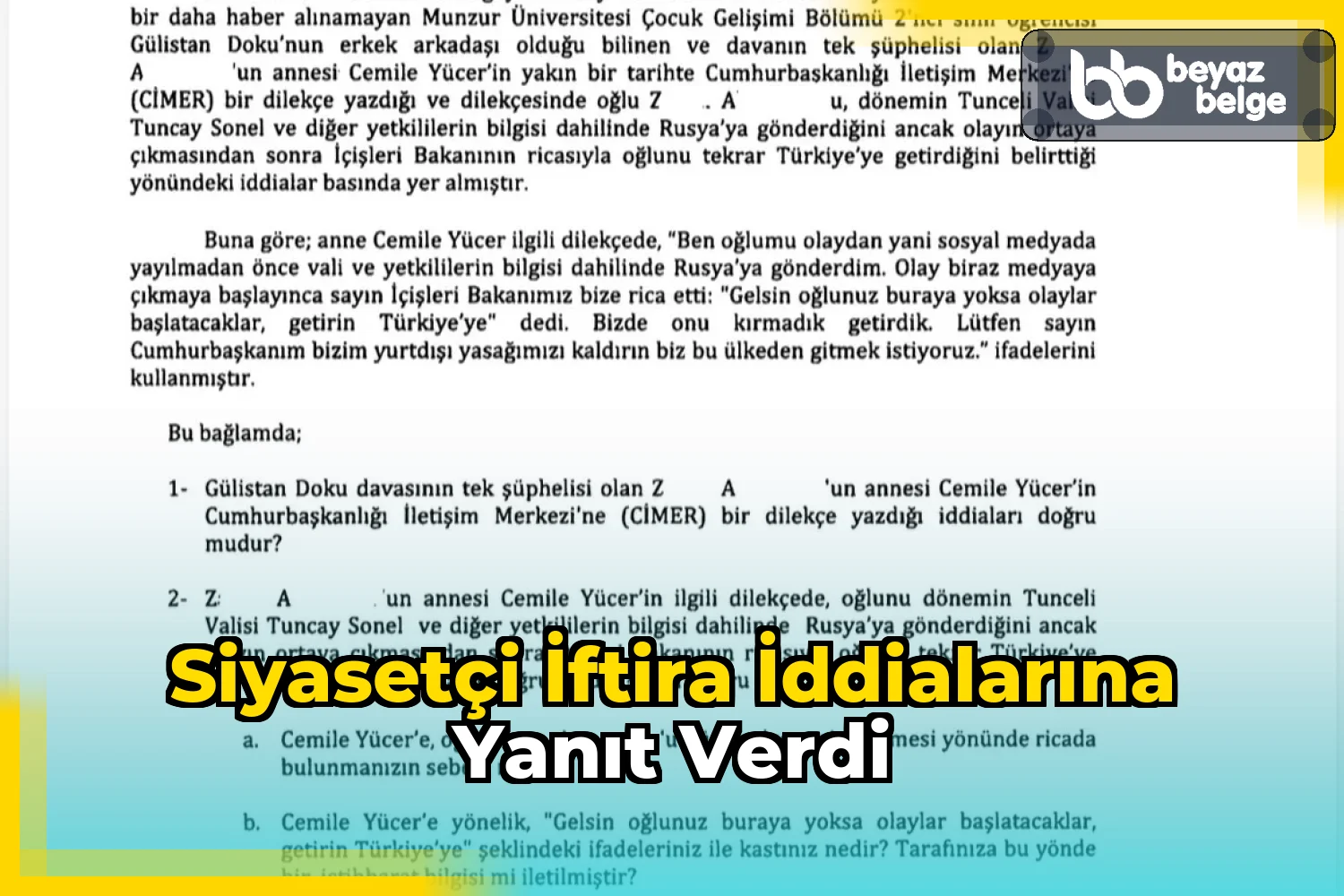 Siyasetçi iftira iddialarına yanıt verdi