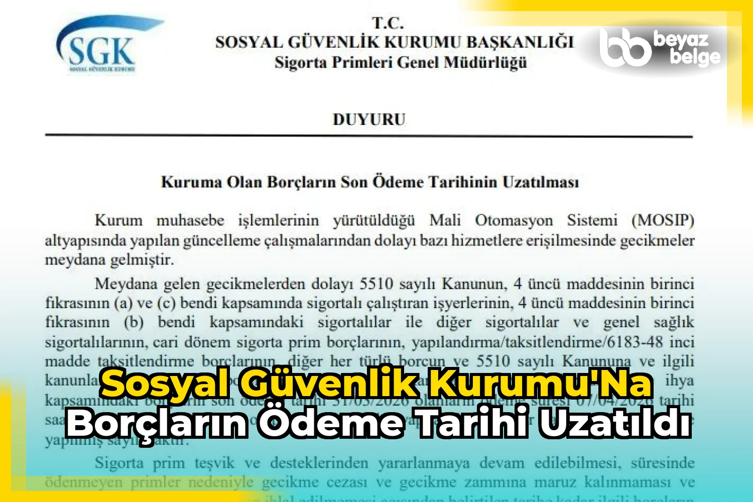 Sosyal Güvenlik Kurumu'na Borçların Ödeme Tarihi Uzatıldı