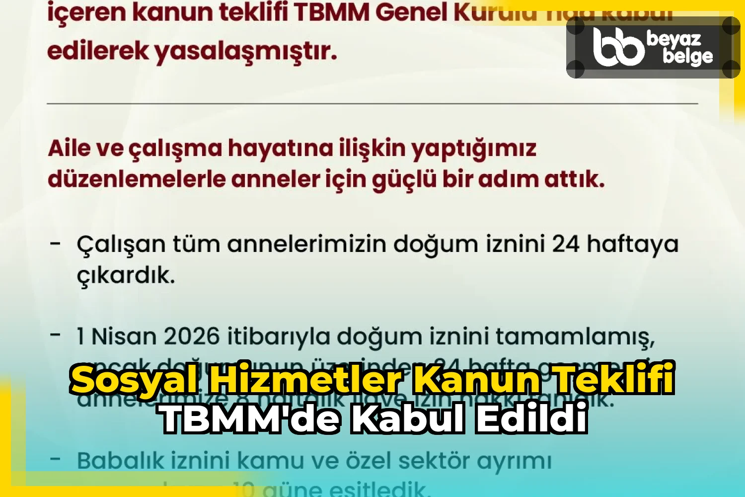 Sosyal Hizmetler Kanun Teklifi TBMM'de kabul edildi
