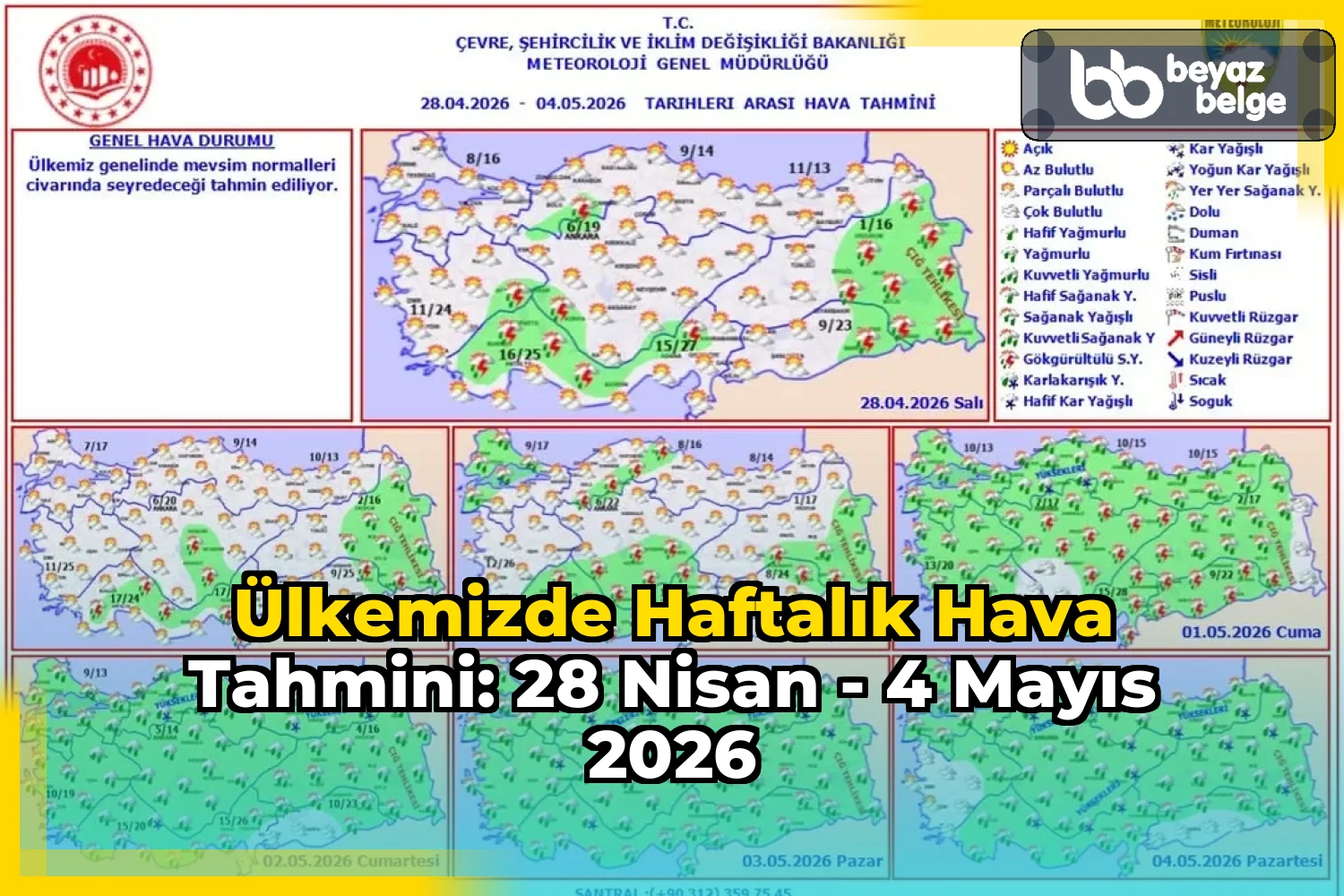Ülkemizde Haftalık Hava Tahmini: 28 Nisan - 4 Mayıs 2026