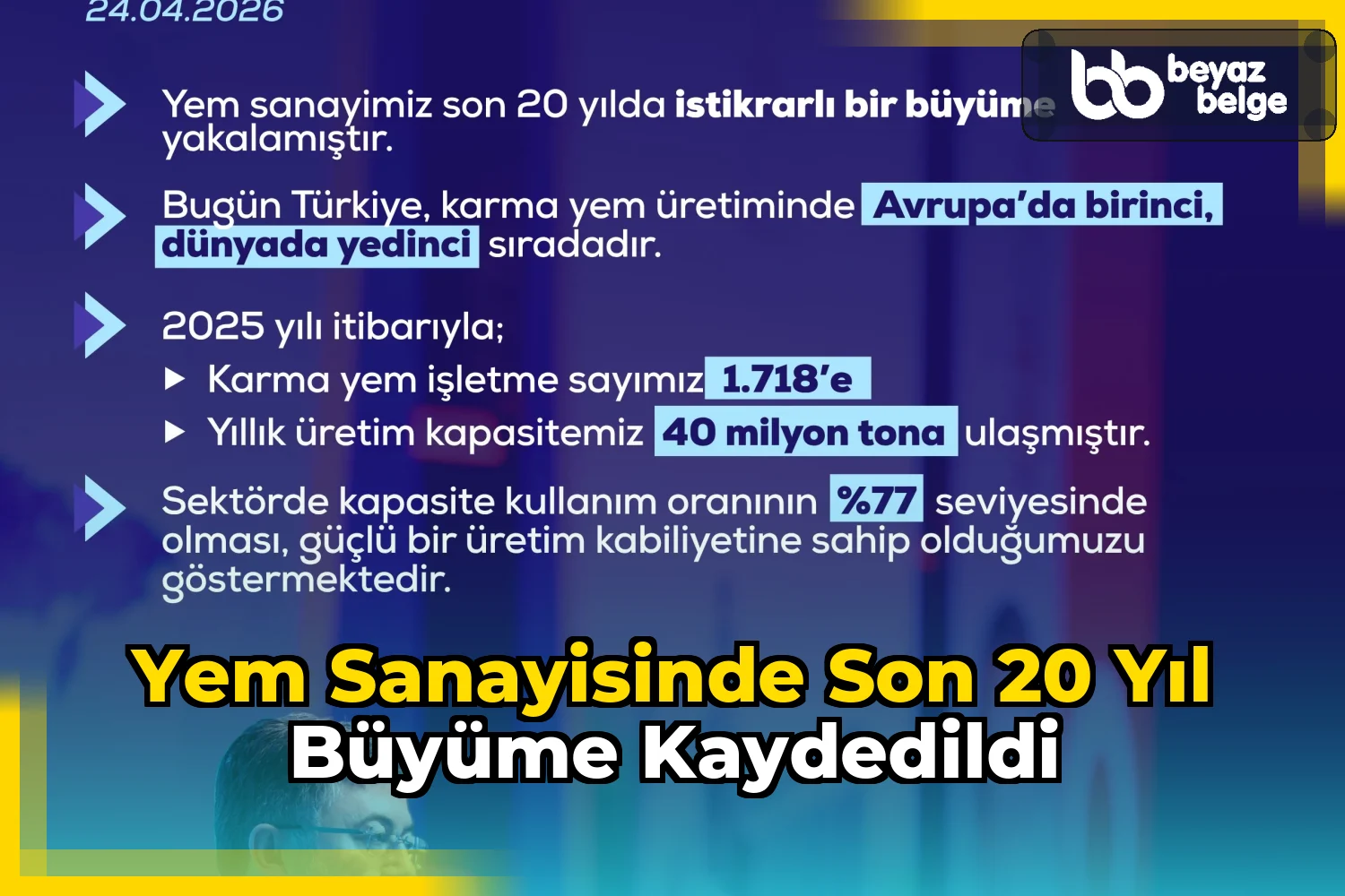 Yem sanayisinde son 20 yıl büyüme kaydedildi
