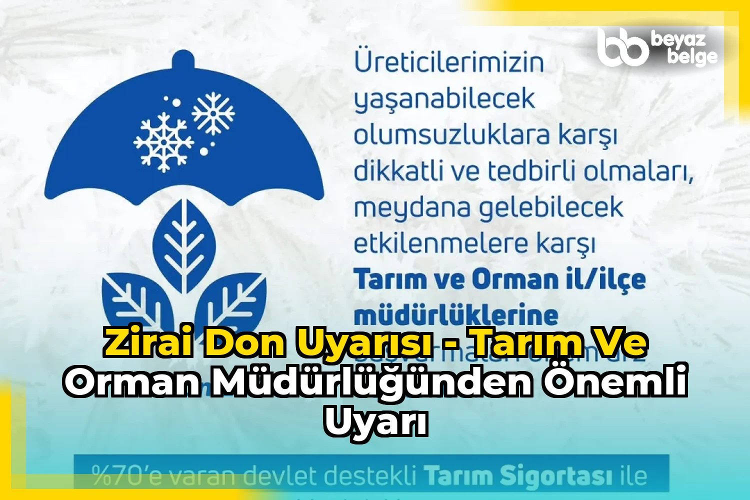 ZİRAİ DON UYARISI - Tarım ve Orman Müdürlüğünden Önemli Uyarı