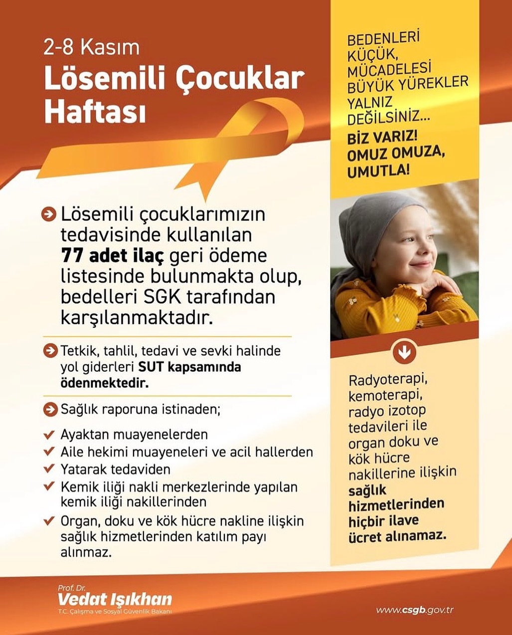 Sosyal Güvenlik Kurumu Lösemili Çocuklar Haftası Duyurusu