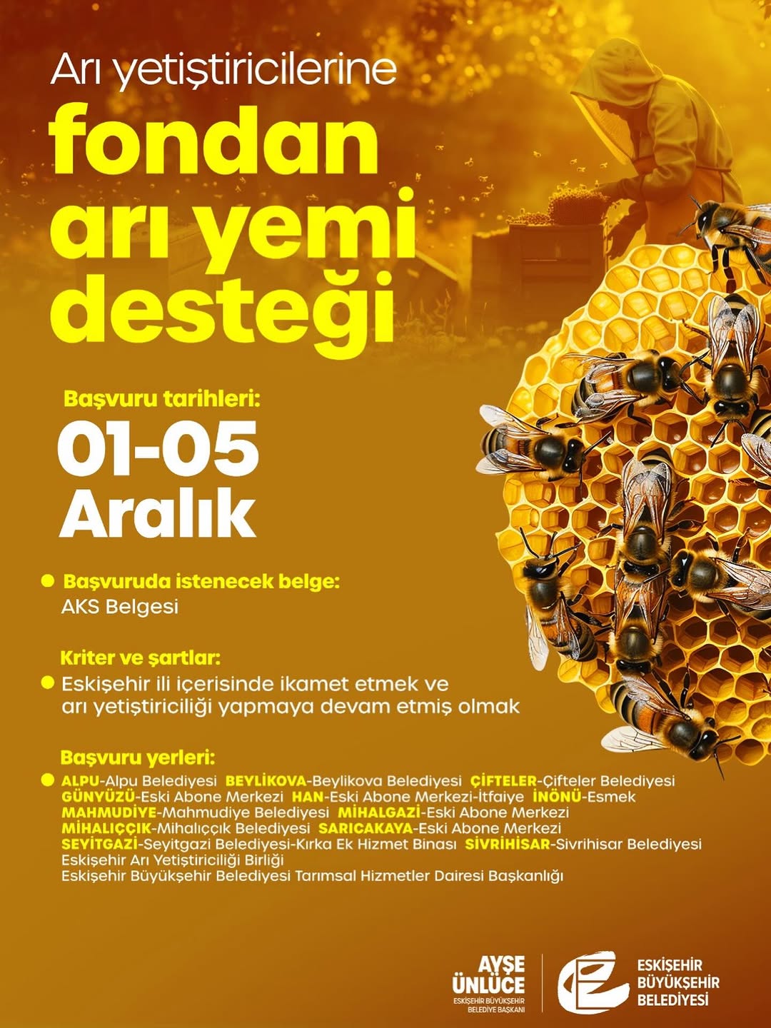 Seyitgazi Belediyesi Arı Üreticilerine Fondan Arı Yemi Desteği Sağlıyor
