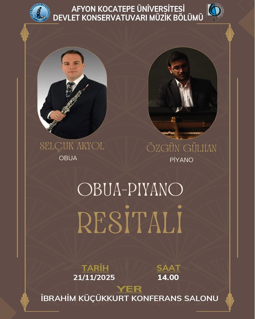 Afyon Kocatepe Üniversitesi'nde Bugün: Obua-Piyano Resitali