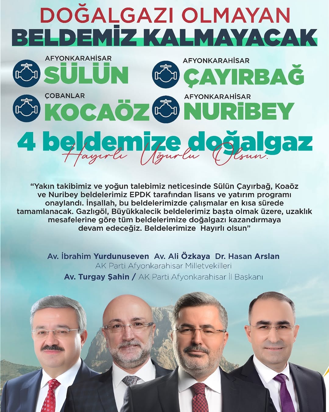 Afyonkarahisar Beldelerine Doğalgaz Müjdesi