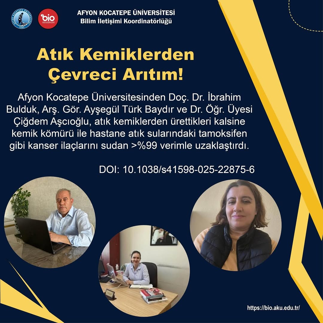 Afyon Kocatepe Üniversitesi Atık Kemiklerden Çevreci Arıtım Yöntemi Geliştirdi